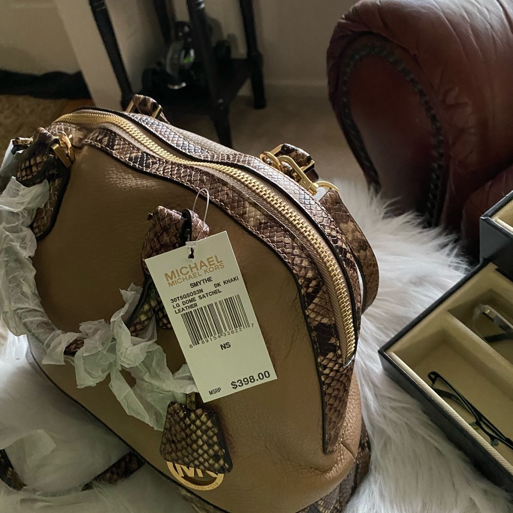 Michael Kors pebbled Leather two Tone Satchel